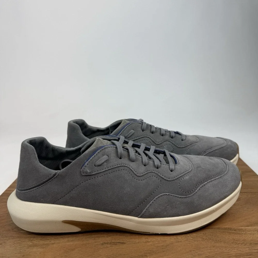 New Mens Olukai Koheo Charcoal Suede Lace-Up Sneakers Shoes Sz 11.5‎ M